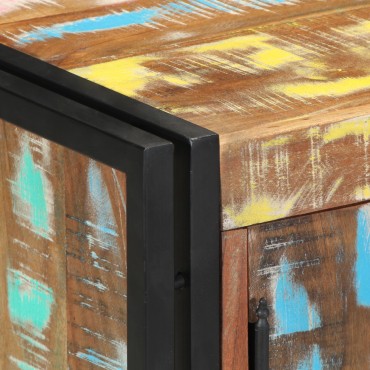 vidaXL Ντουλάπι Παπουτσιών Μαύρο 30x30x40cm Μασίφ Ανακυκλωμένο Ξύλο και Ατσάλι
