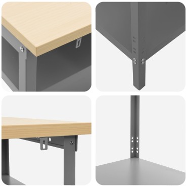 vidaXL Τραπέζι Εργασίας σε Γκρι, 100x55x85 εκ, Φτιαγμένο από Χάλυβα και Επεξεργασμένο Ξύλο