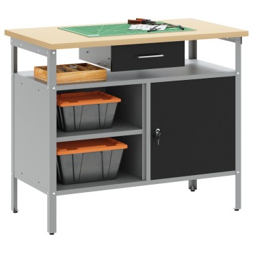 vidaXL Εργαστήριο με Κλειστή Πόρτα Μαύρο 100x55x85 εκ Ατσάλι