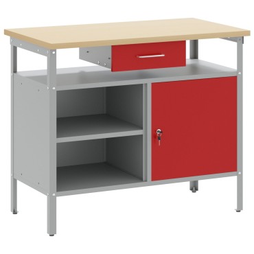 vidaXL Γραφείο με Κλειστή Πόρτα Κόκκινο 100x55x85 εκ Ατσάλι