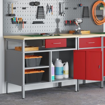 vidaXL Γραφείο με Κλειστή Πόρτα Κόκκινο 100x55x85 εκ Ατσάλι