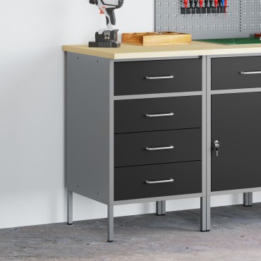 vidaXL Ντουλάπα Εργασίας Μαύρη 50x55x85 εκ. Χάλυβας