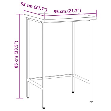 vidaXL Τραπέζι Εργασίας Γκρι 55x55x85 εκ από Μέταλλο και Επεξεργασμένο Ξύλο