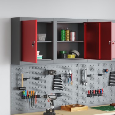 vidaXL Ντουλάπι Εργαλείων Τοίχου Κόκκινο 50x20x55 εκ. Ατσάλι