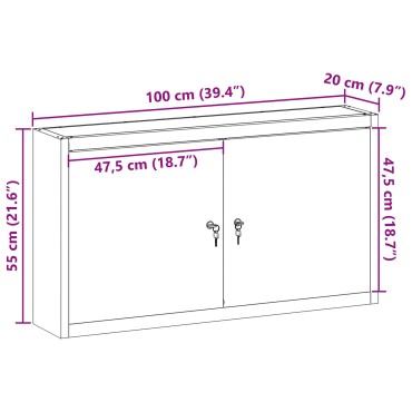 vidaXL Ντουλάπα Εργαλείων Τοίχου Κόκκινη 100x20x55 εκ Ατσάλι