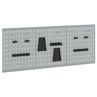 vidaXL Πεγκόρντ - 3 Πακέτα με 15 Αξεσουάρ, Γκρι, 50x60 εκ, Ατσάλι