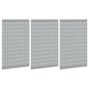 vidaXL Πεγκόρντ - 3 Πακέτα με 15 Αξεσουάρ, Γκρι, 50x60 εκ, Ατσάλι