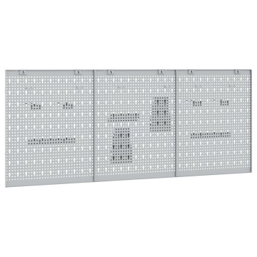 vidaXL Πεγκόρντ - 3 Πακέτα με 15 Αξεσουάρ, Γκρι, 50x60 εκ, Ατσάλι