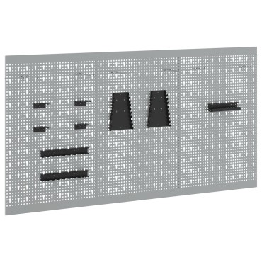 vidaXL Pegboards 3 τεμάχια με 15 αξεσουάρ Γκρι 50x80 εκ Ατσάλι
