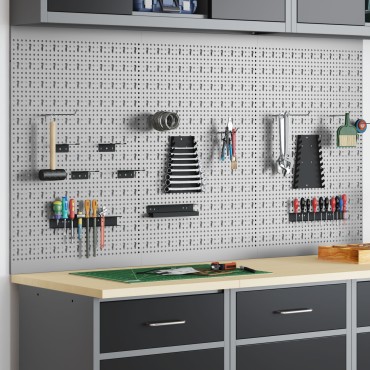 vidaXL Pegboards 3 τεμάχια με 15 αξεσουάρ Γκρι 50x80 εκ Ατσάλι