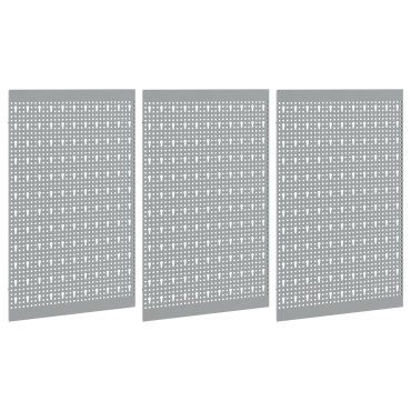 vidaXL Pegboards 3 τεμάχια με 15 αξεσουάρ Γκρι 50x80 εκ Ατσάλι