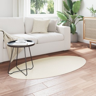 vidaXL Χαλιά Κρεμ Πολυεστέρας 80x150cm Ωοειδές χαλί Ωοειδές