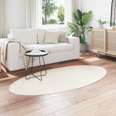 vidaXL Χαλιά Κρεμ Μαλλί 100x200cm Χαλί Χώρου Ωοειδές Μοντέρνο