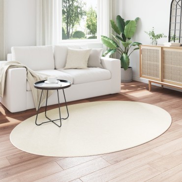 vidaXL Χαλιά Κρεμ Μαλλί 140x200cm Ανθεκτικό Χαλί χώρου Ωοειδές