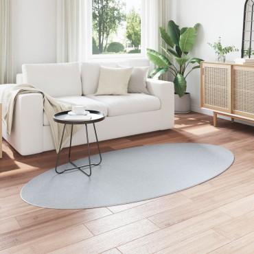 vidaXL Χαλιά Γκρι Μαλλί 100x200cm Χαλιά περιοχής Ωοειδές