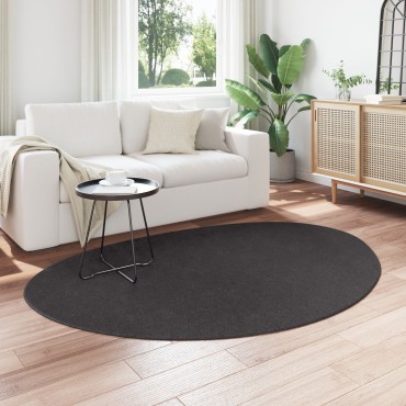 χαλιά vidaXL Ανθρακί Μαλλί 140x200cm Χαλί Δαπέδου Ωοειδές