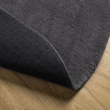 χαλιά vidaXL Ανθρακί Μαλλί 140x200cm Χαλί Δαπέδου Ωοειδές