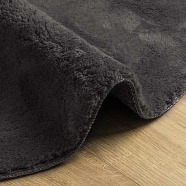 χαλιά vidaXL Ανθρακί Μαλλί 140x200cm Χαλί Δαπέδου Ωοειδές
