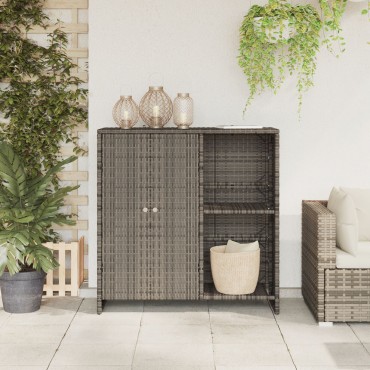 vidaXL Ντουλάπα Αποθήκευσης Γκρι 100x36x102cm Ρατάν 1 τεμ.