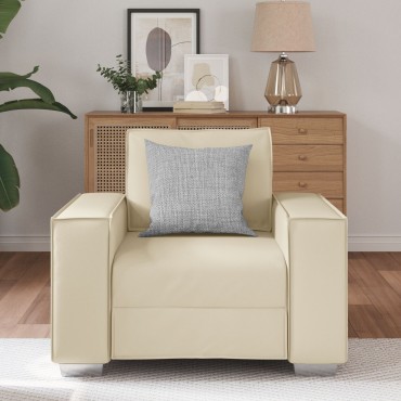 vidaXL Πολυθρόνα Κρεμ Από Συνθετικό Δέρμα 99x78x84cm 1 τεμ. Γωνιακός