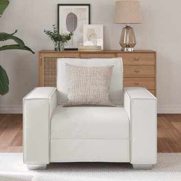 vidaXL Λευκή Πολυθρόνα από Συνθετικό Δέρμα 99x78x84cm