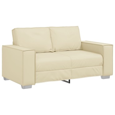 vidaXL Καναπές Διθέσιος Κρεμ Ψεύτικο Δέρμα 160x78x84cm 1 τεμ.
