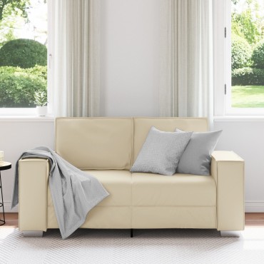 vidaXL Καναπές Διθέσιος Κρεμ Ψεύτικο Δέρμα 160x78x84cm 1 τεμ.
