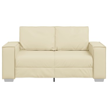 vidaXL Καναπές Διθέσιος Κρεμ Ψεύτικο Δέρμα 160x78x84cm 1 τεμ.