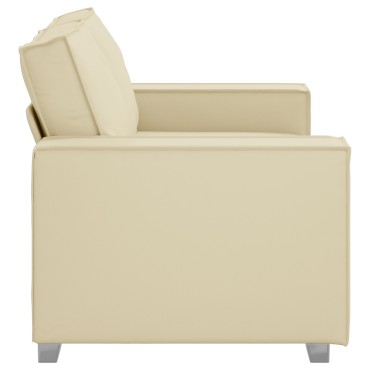 vidaXL Καναπές Διθέσιος Κρεμ Ψεύτικο Δέρμα 160x78x84cm 1 τεμ.