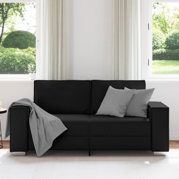 vidaXL Καναπές Loveseat Μαύρος Ψεύτικο Δέρμα 180x78x84cm