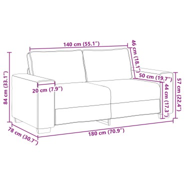 vidaXL Καναπές Loveseat Μαύρος Ψεύτικο Δέρμα 180x78x84cm
