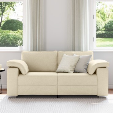 vidaXL Καναπές Loveseat Κρεμ Υφάσματος