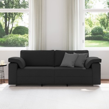 vidaXL Καναπές 3 Θέσεων Μαύρος Υφασμάτινος 219x77x82cm