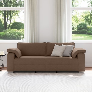 vidaXL Τριθέσιος Καναπές Καφέ Υφασμάτινος 219x77x82cm