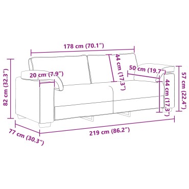 vidaXL Τριθέσιος Καναπές Καφέ Υφασμάτινος 219x77x82cm