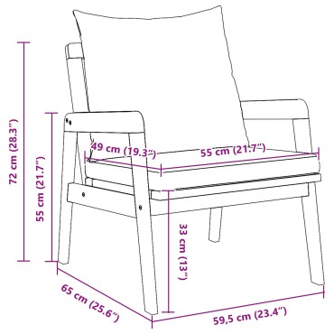 vidaXL Κα Chairs 2 τεμ. 59.5x65x71.5cm Μασίφ ξύλο ακακίας Διθέσιος