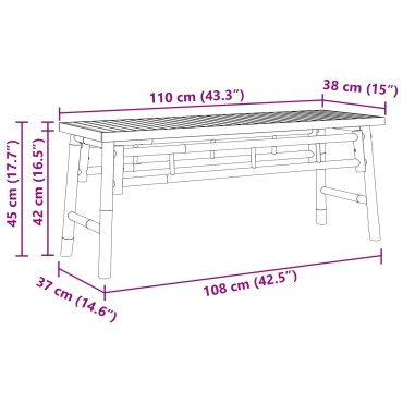 vidaXL Πάγκος Κήπου  110x38x45cm μπαμπού 1 τεμ.