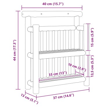 vidaXL Ράφι Τοίχου 2-επίπεδο 40x13x44cm σε Μπαμπού 1 τεμ.