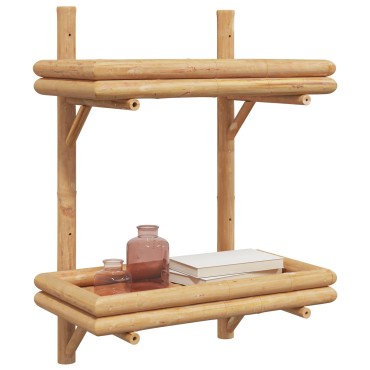 vidaXL Ράφι Τοίχου 2-Επιπέδων 45x26x60cm Μπαμπού 1 τεμ.