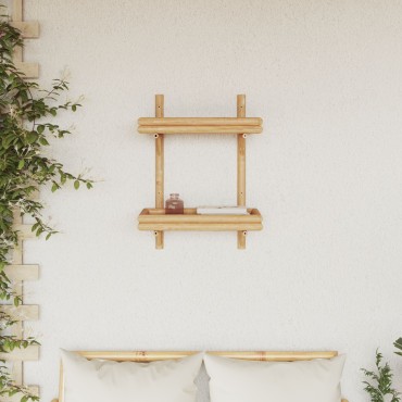 vidaXL Ράφι Τοίχου 2-Επιπέδων 45x26x60cm Μπαμπού 1 τεμ.