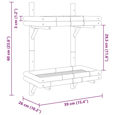vidaXL Ράφι Τοίχου 2-Επιπέδων 45x26x60cm Μπαμπού 1 τεμ.