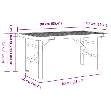 vidaXL Τραπεζάκι σαλονιού 90x50x43cm Μπαμπού 1 τεμ.