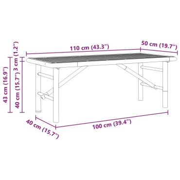Τραπεζάκι σαλονιού vidaXL 110x50x43cm από μπαμπού 1 τεμ.