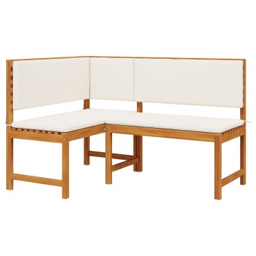 Bέντσα γωνίας κήπου vidaXL με μαξιλάρια 140x100x91cm από συμπαγές ξύλο ακακίας