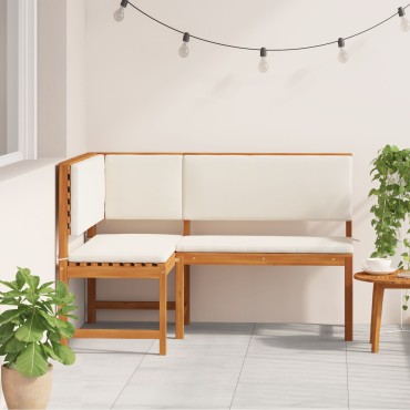 Bέντσα γωνίας κήπου vidaXL με μαξιλάρια 140x100x91cm από συμπαγές ξύλο ακακίας