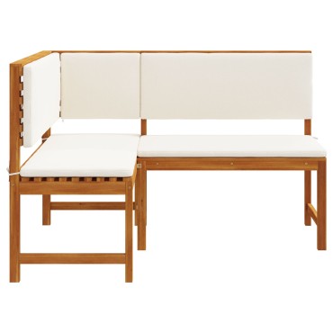Bέντσα γωνίας κήπου vidaXL με μαξιλάρια 140x100x91cm από συμπαγές ξύλο ακακίας