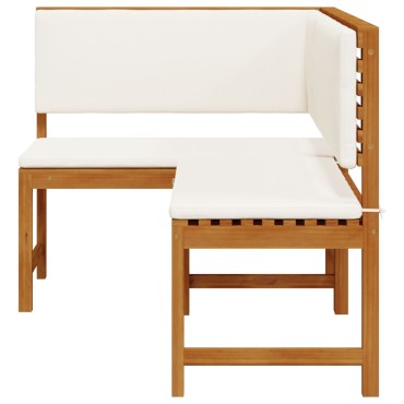 Bέντσα γωνίας κήπου vidaXL με μαξιλάρια 140x100x91cm από συμπαγές ξύλο ακακίας