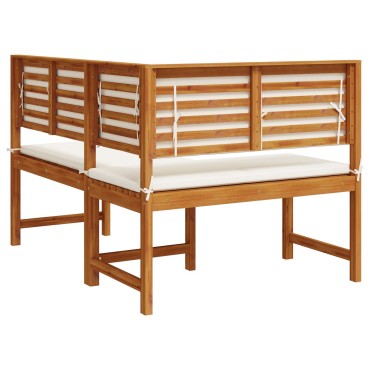 Bέντσα γωνίας κήπου vidaXL με μαξιλάρια 140x100x91cm από συμπαγές ξύλο ακακίας