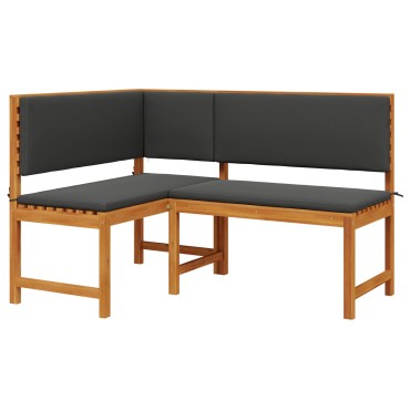 vidaXL Γωνιακή Παγκάκι Κήπου με Μαξιλάρια 140x100x91cm Μασίφ Ξύλο Ακακίας