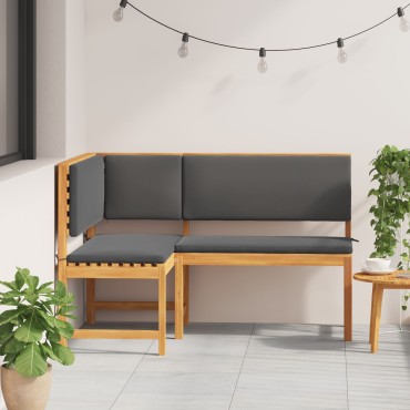 vidaXL Γωνιακή Παγκάκι Κήπου με Μαξιλάρια 140x100x91cm Μασίφ Ξύλο Ακακίας